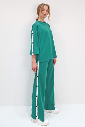 ست گرمکن سبز زنانه پاچه گشاد Trend Alaçatı Stili - کد 891517734