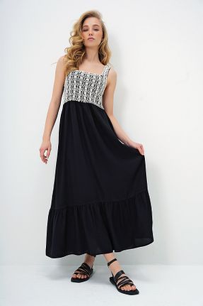 لباس مشکی زنانه بافتنی Trend Alaçatı Stili - کد 903022439