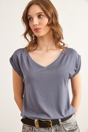 بلوز طوسی زنانه ساده Olalook - کد 904395973