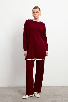 ست بالاتنه و پائین تنه زرشکی زنانه تریکو Bipantolon - کد 902914140