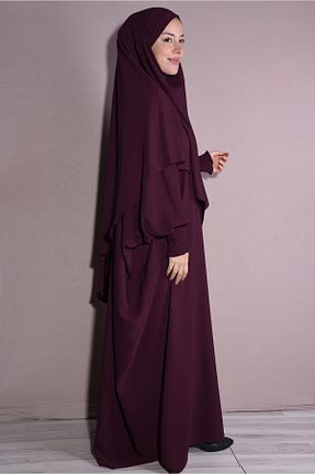 ست بالاتنه و پائین تنه حجاب زرشکی زنانه اورسایز Ns nowascarf - کد 902966369