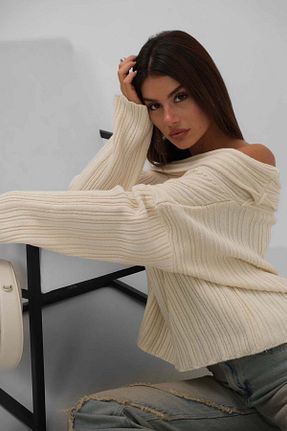 پلیور بژ زنانه ساده Maxi modena - کد 902963236
