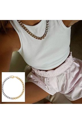 گردنبند استیل ( فولاد ) طلائی زنانه زنجیر pop up store - کد 48585495