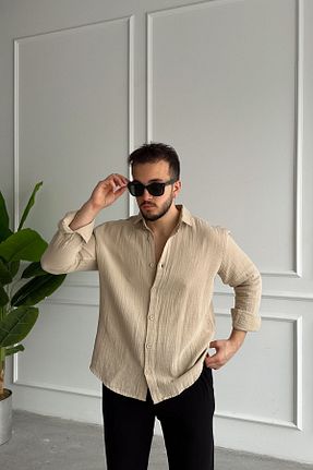 پیراهن قهوه ای مردانه اورسایز Livio Ferri - کد 902971522