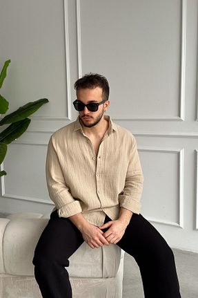 پیراهن قهوه ای مردانه اورسایز Livio Ferri - کد 902971522