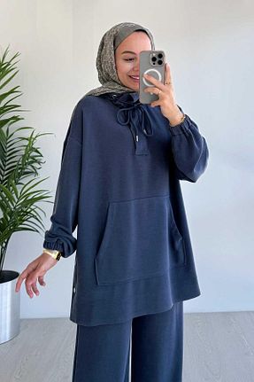 ست بالاتنه و پائین تنه حجاب سرمه ای زنانه Relaxed Ka Hijab - کد 903004006