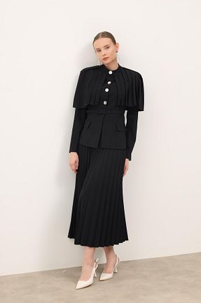 ست بالاتنه و پائین تنه مشکی زنانه بافتنی MAXMU - کد 903005355