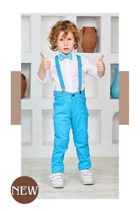 ست بالاتنه و پائین تنه فیروزه ای بچه گانه بافتنی Trendy Mall - کد 904164729