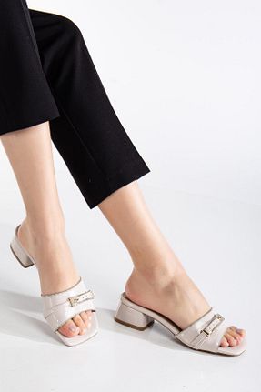 دمپائی بژ زنانه پاشنه ضخیم SUİNS SHOES - کد 903020882