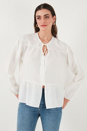 پیراهن سفید زنانه اورسایز Lela - کد 903022821