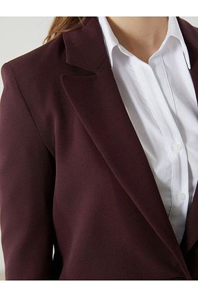 کت بلیزر زرشکی زنانه Gabardin LC Waikiki - کد 903017820
