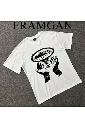 تیشرت سفید زنانه اورسایز Framgan - کد 903023277