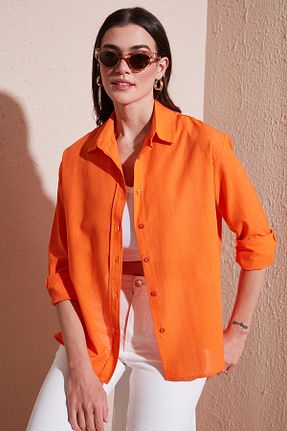 پیراهن نارنجی زنانه رگولار Lela - کد 903022883