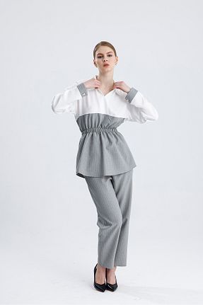 ست بالاتنه و پائین تنه طوسی زنانه بافتنی ikomteks - کد 903028453