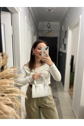 کیف دوشی سفید زنانه چرم مصنوعی hill bag - کد 903023794