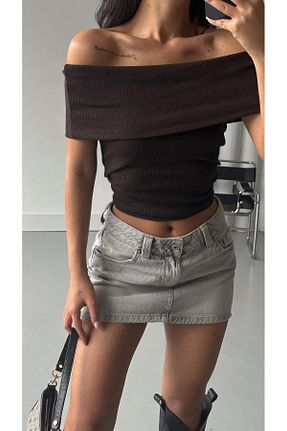 بلوز قهوه ای زنانه ساده mydukkan.co - کد 903041871