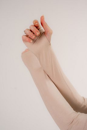بلوز حجاب بژ زنانه اسلیم Şalcenneti.com - کد 903128192