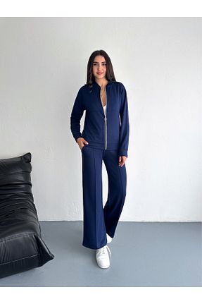 ست گرمکن سایز بزرگ سرمه ای زنانه پنبه ای fiolin - کد 903200151