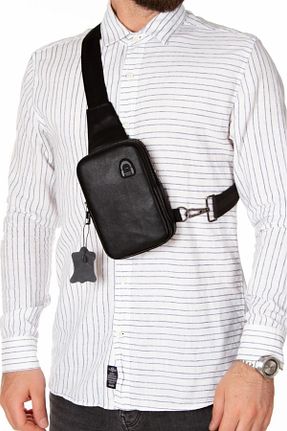 کیف کمری مشکی مردانه چرم خالص Newish Polo - کد 903204093