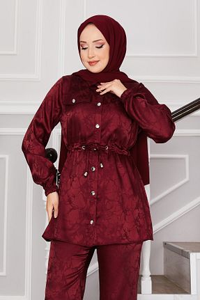 ست بالاتنه و پائین تنه زرشکی زنانه بافتنی EBRUTESETTÜR - کد 903209308