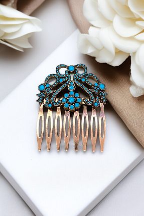 گیره سر فیروزه ای زنانه سنگ کریستال FAYRA ACCESSORIES - کد 903213281