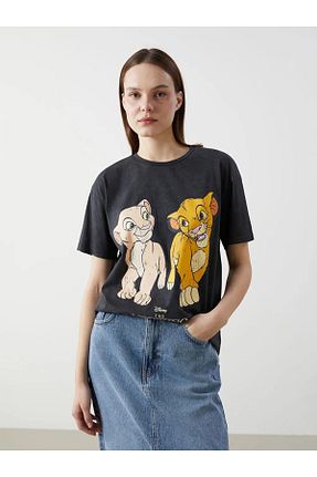 تیشرت طوسی زنانه Loose LC Waikiki - کد 903219203
