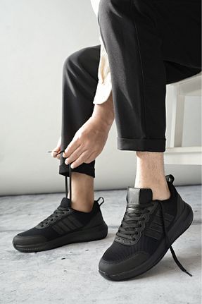 کفش اسنیکر مشکی مردانه بند دار Muggo - کد 885904645