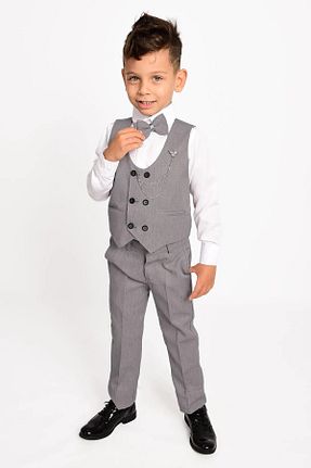 کت و شلوار طوسی بچه گانه یقه پرستوئی tinytrends - کد 904414931