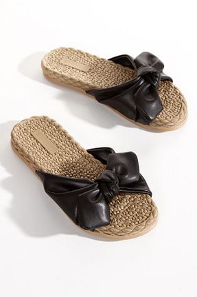 دمپائی مشکی زنانه چرم مصنوعی Moda Frato - کد 301856424
