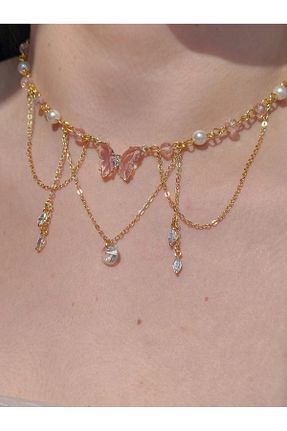 گردنبند جواهر صورتی زنانه منجق Reorah Collection - کد 903244273