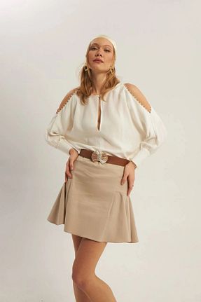 دامن بژ زنانه ساده Elbikom - کد 903257364