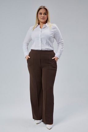 شلوار سایز بزرگ قهوه ای زنانه LyocelلیترKarışımlı Symirna - کد 903257874