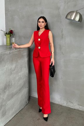 ست بالاتنه و پائین تنه قرمز زنانه بافتنی msm fashion - کد 903266135
