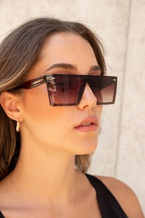 عینک آفتابی قهوه ای زنانه 59 Monvago - کد 117554509