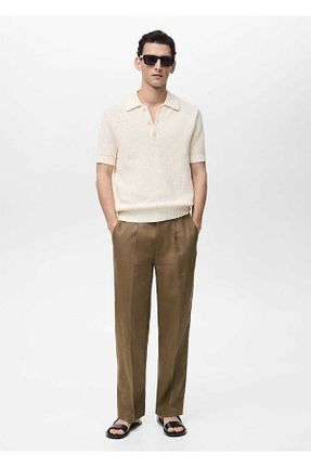 شلوار سبز مردانه کتان MANGO Man - کد 903317440