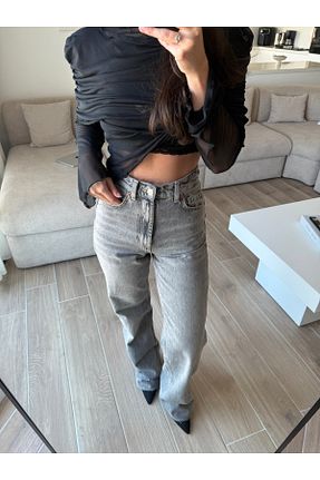 شلوار جین طوسی زنانه پاچه ساده merrvedincco - کد 903329394