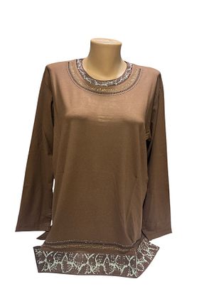 بلوز قهوه ای زنانه ساده BURSPA - کد 903126257