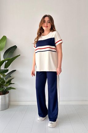 ست بالاتنه و پائین تنه سرمه ای زنانه بافتنی MaziButik - کد 904464695