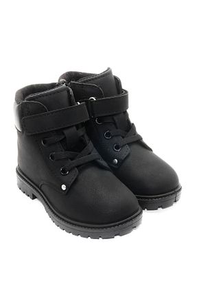 بوت / نیم بوت مشکی بچه گانه چرم مصنوعی KU&PA SHOES - کد 866606611