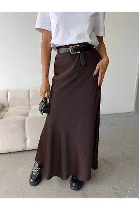 دامن قهوه ای زنانه بافتنی POİSE - کد 903369236