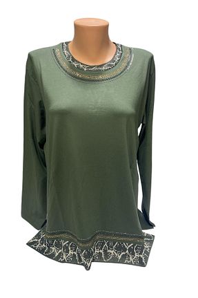 بلوز خاکی زنانه ساده BURSPA - کد 903126265