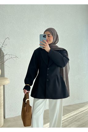 کت بلیزر مشکی زنانه پلی استر MODA AKSA - کد 903377973