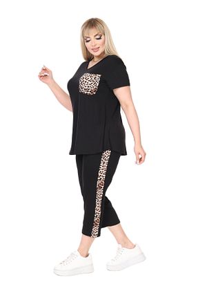ست گرمکن سایز بزرگ مشکی زنانه مخلوط ویسکون MELSAY - کد 807613134