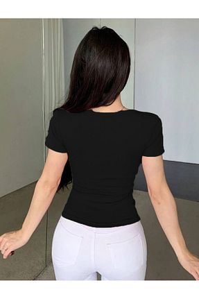 بلوز مشکی زنانه ساده DENOKMODA - کد 903413334