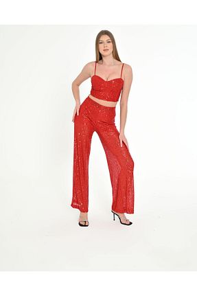 ست بالاتنه و پائین تنه قرمز زنانه تریکو MODA - کد 897475402