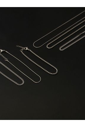 گردنبند استیل ( فولاد ) طوسی مردانه استیل ضد زنگ Dukkanka - کد 903429805