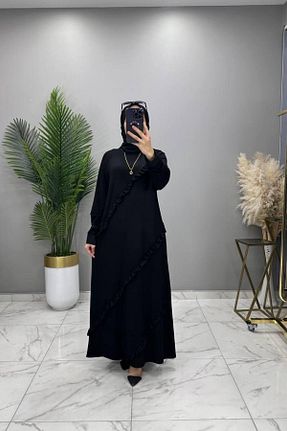 لباس سایز بزرگ مشکی زنانه پنبه ای Mercan - کد 904602193