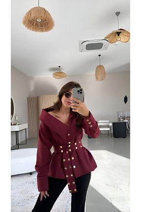 پیراهن زرشکی زنانه اورسایز Ekim Store - کد 903510639