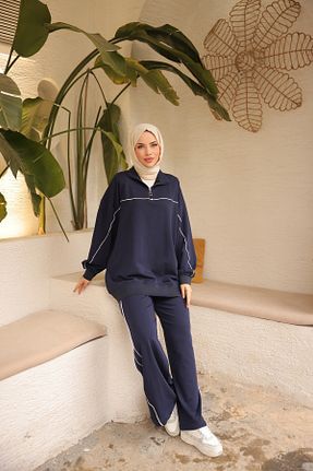 ست گرمکن حجاب سرمه ای زنانه اورسایز Wovi - کد 904628643