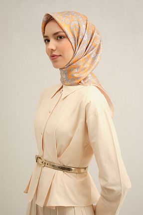 روسری رنگی کرپ ساتن ابریشم Armine - کد 903520953